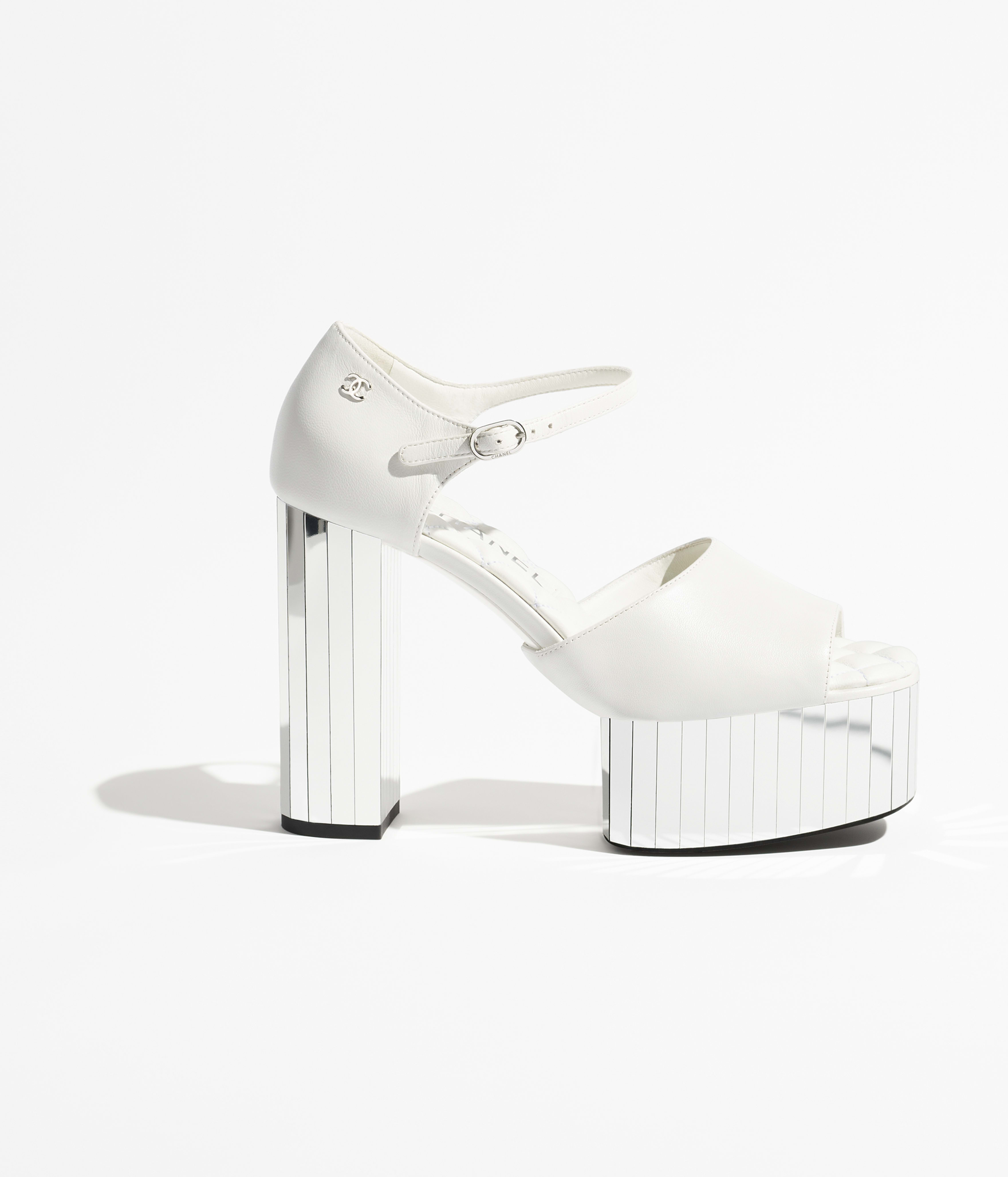 Sandals - White - Shiny Lambskin - 